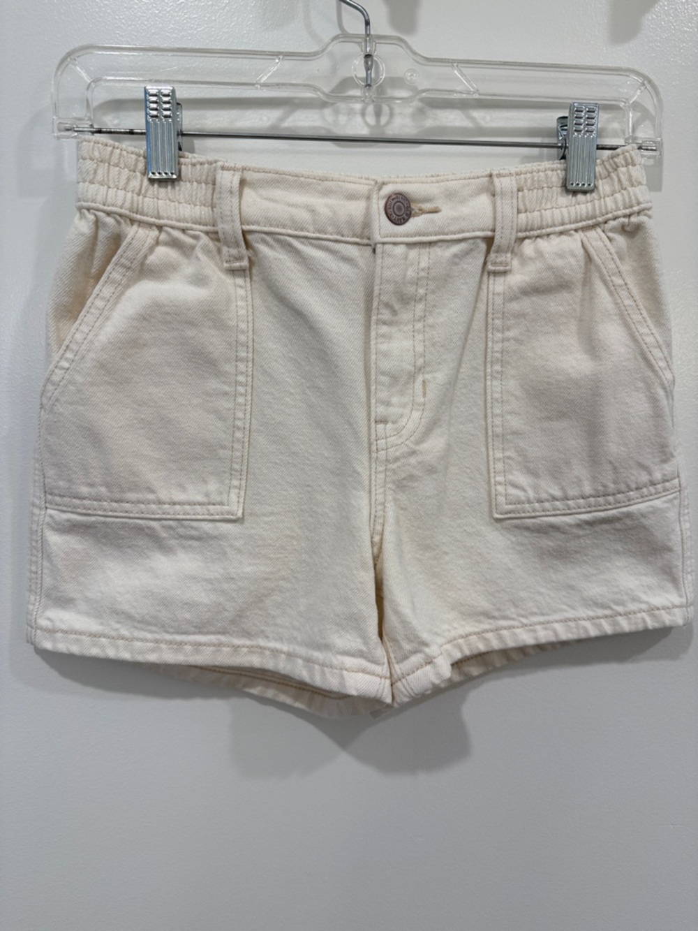 Old Navy Girl’s Cream High-Waist Utility Cotton Shorts Large 10-12
